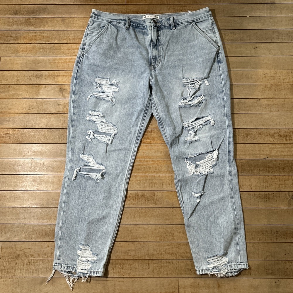 KanCan Jeans‎ Women's 32 Nonstretch High Rise Ripped Boyfriend Light Marble Wash